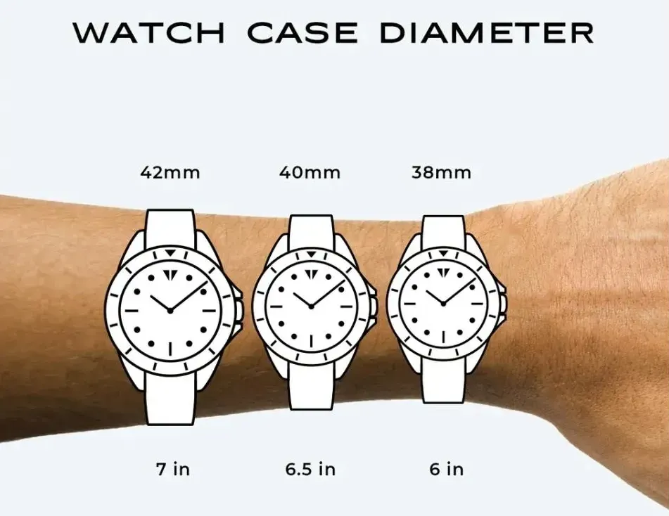 راهنمای سایز ساعت مچی