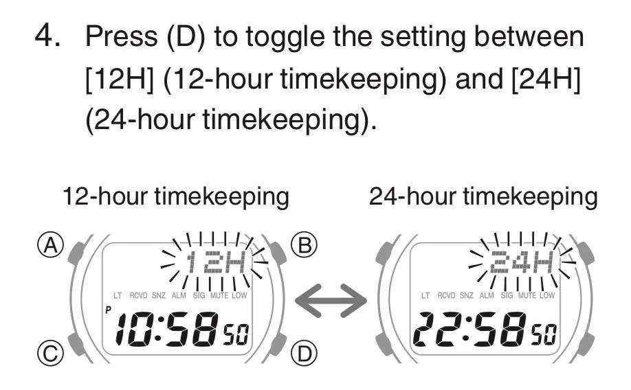 تنظیم 24 ساعته ساعت مچی کاسیو