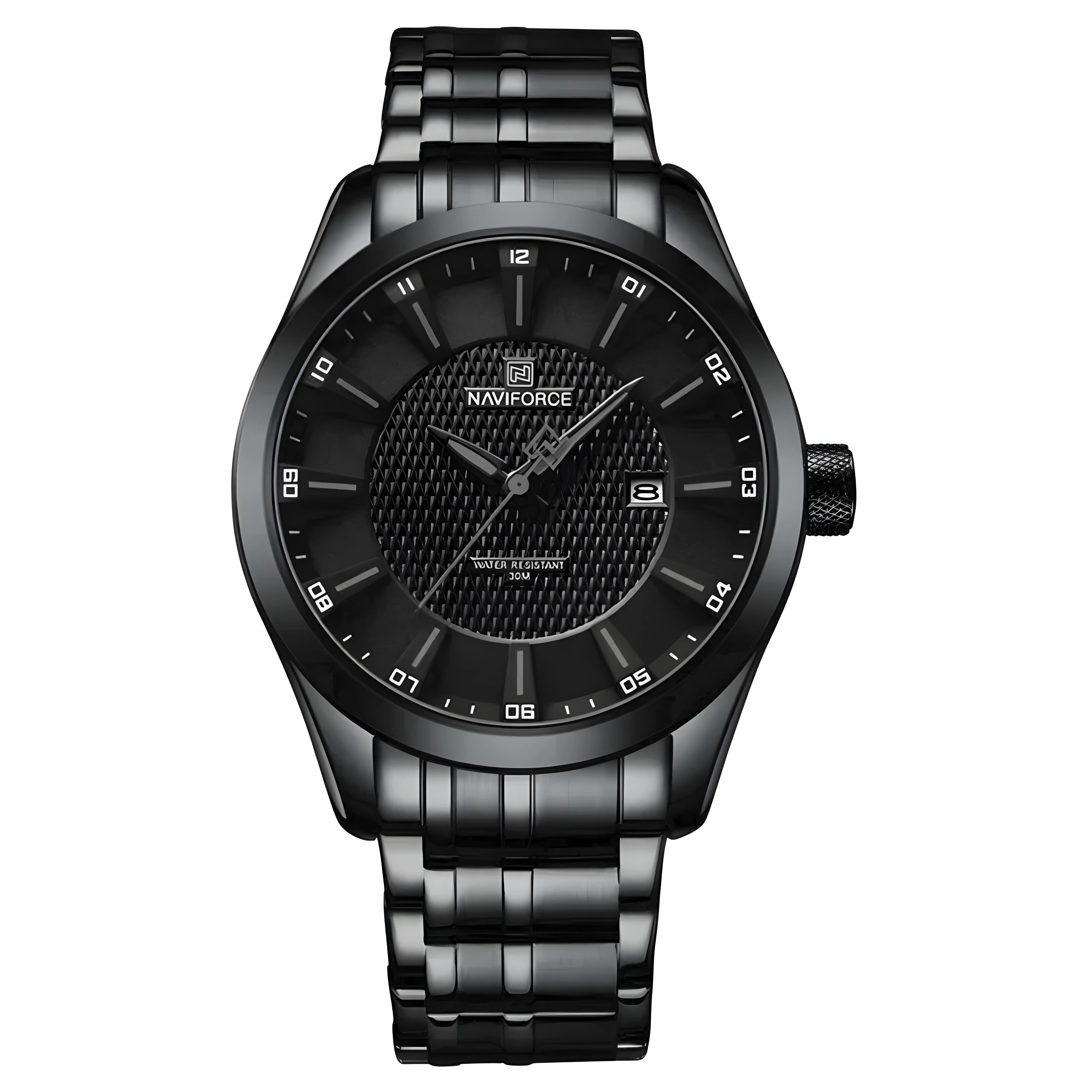 ساعت مچی مردانه نیوی فورس naviforce بند فلزی مدل nf8032 bl bl