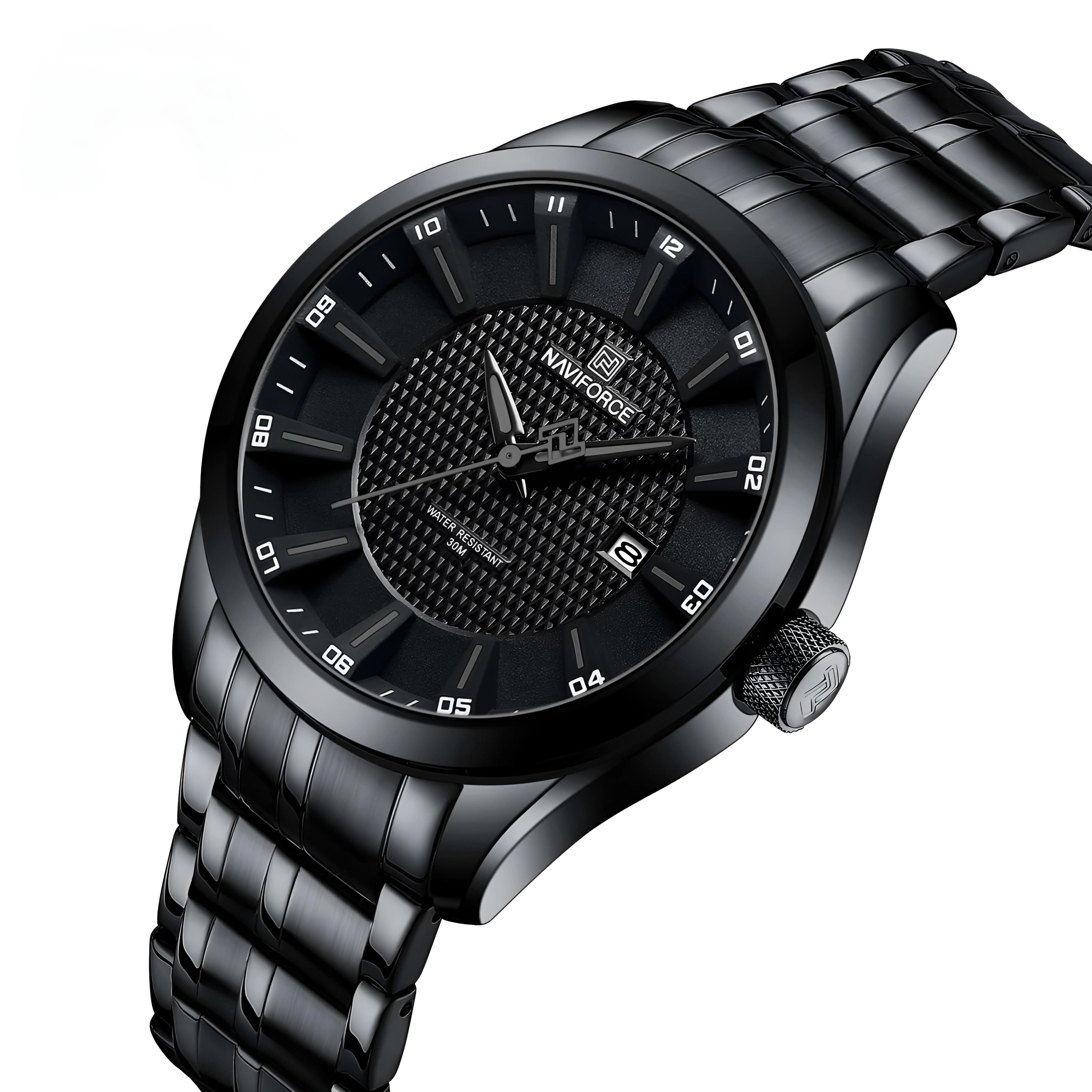 ساعت مچی مردانه نیوی فورس naviforce بند فلزی مدل nf8032 bl bl