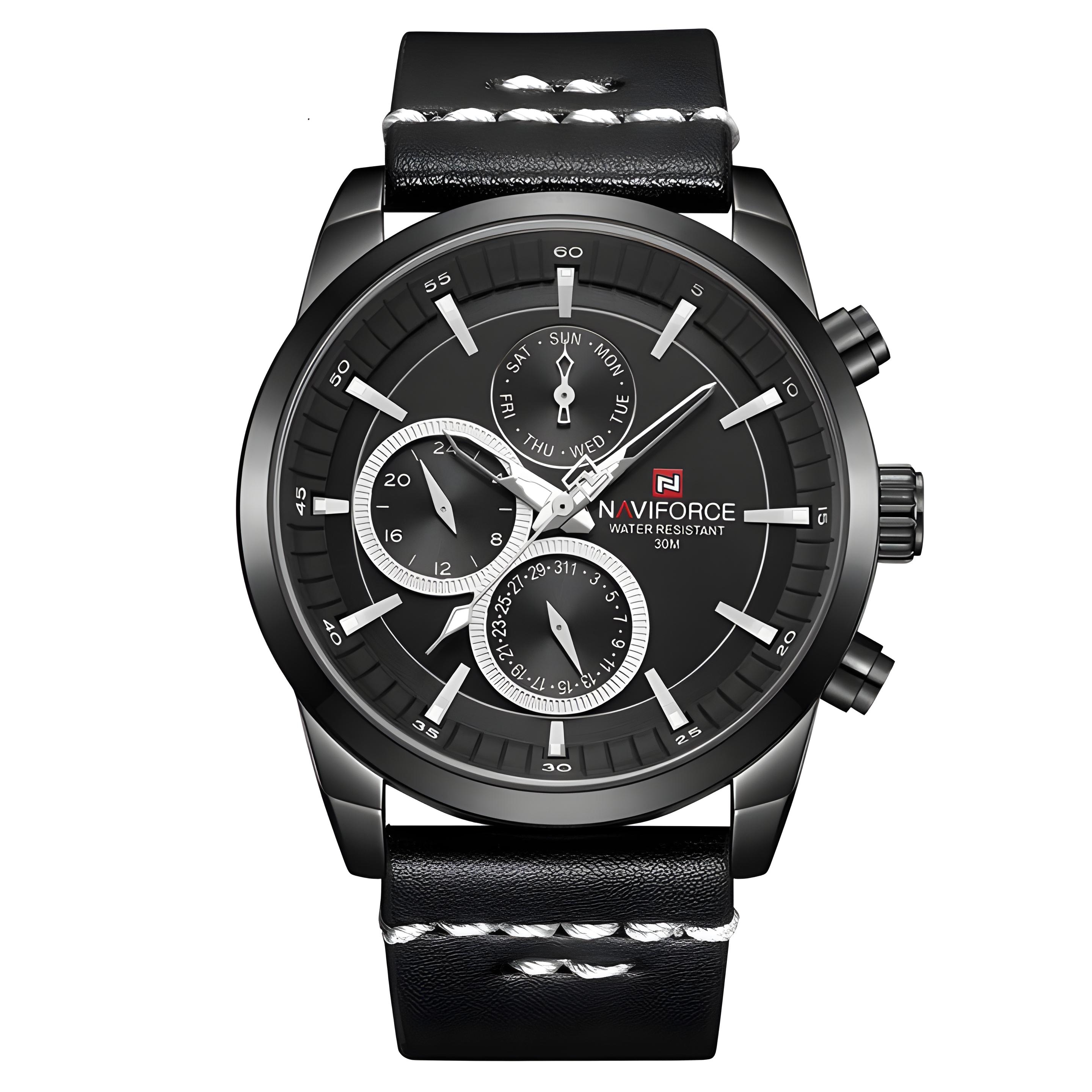 ساعت مچی مردانه نیوی فورس naviforce بند چرمی مدل nf9148