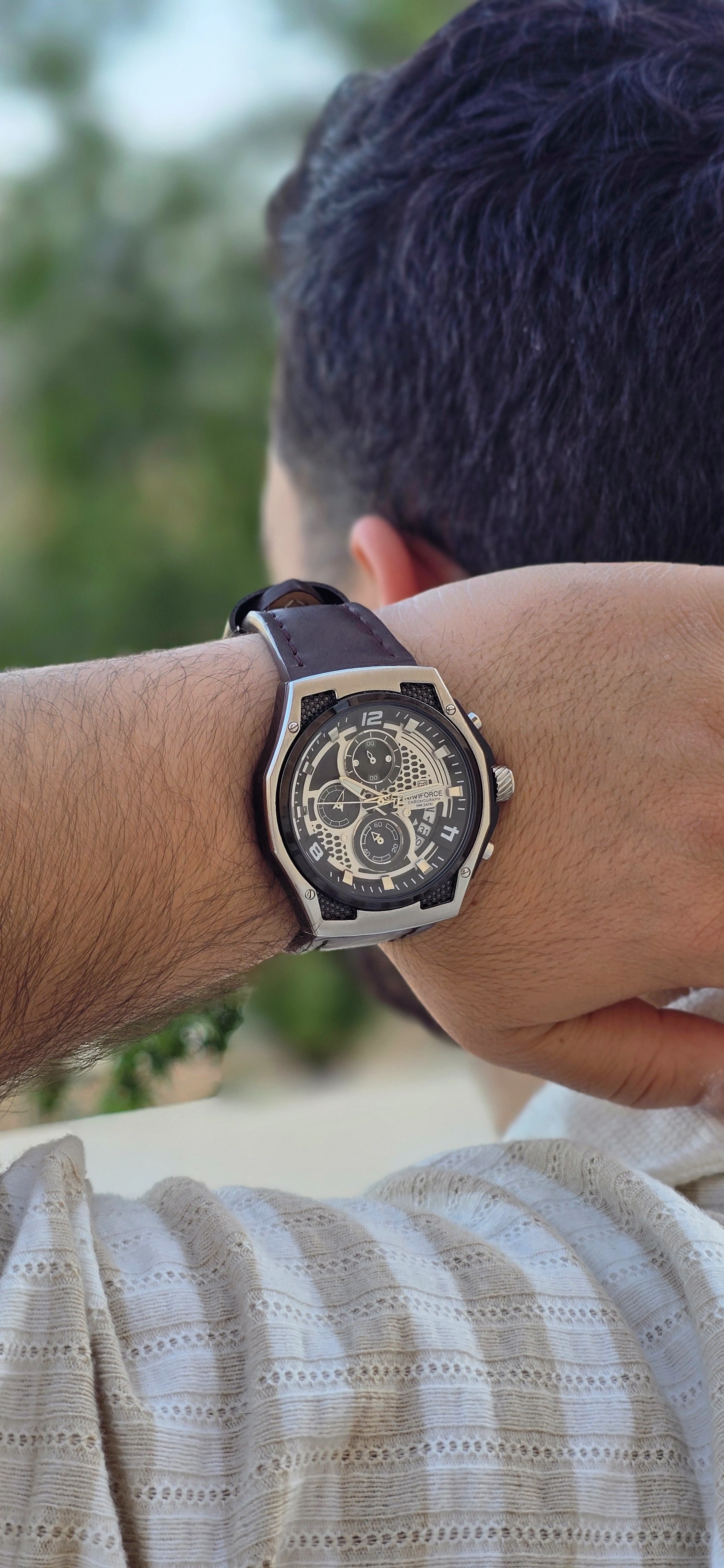 ساعت مچی مردانه نیوی فورس naviforce بند چرمی مدل nf8051