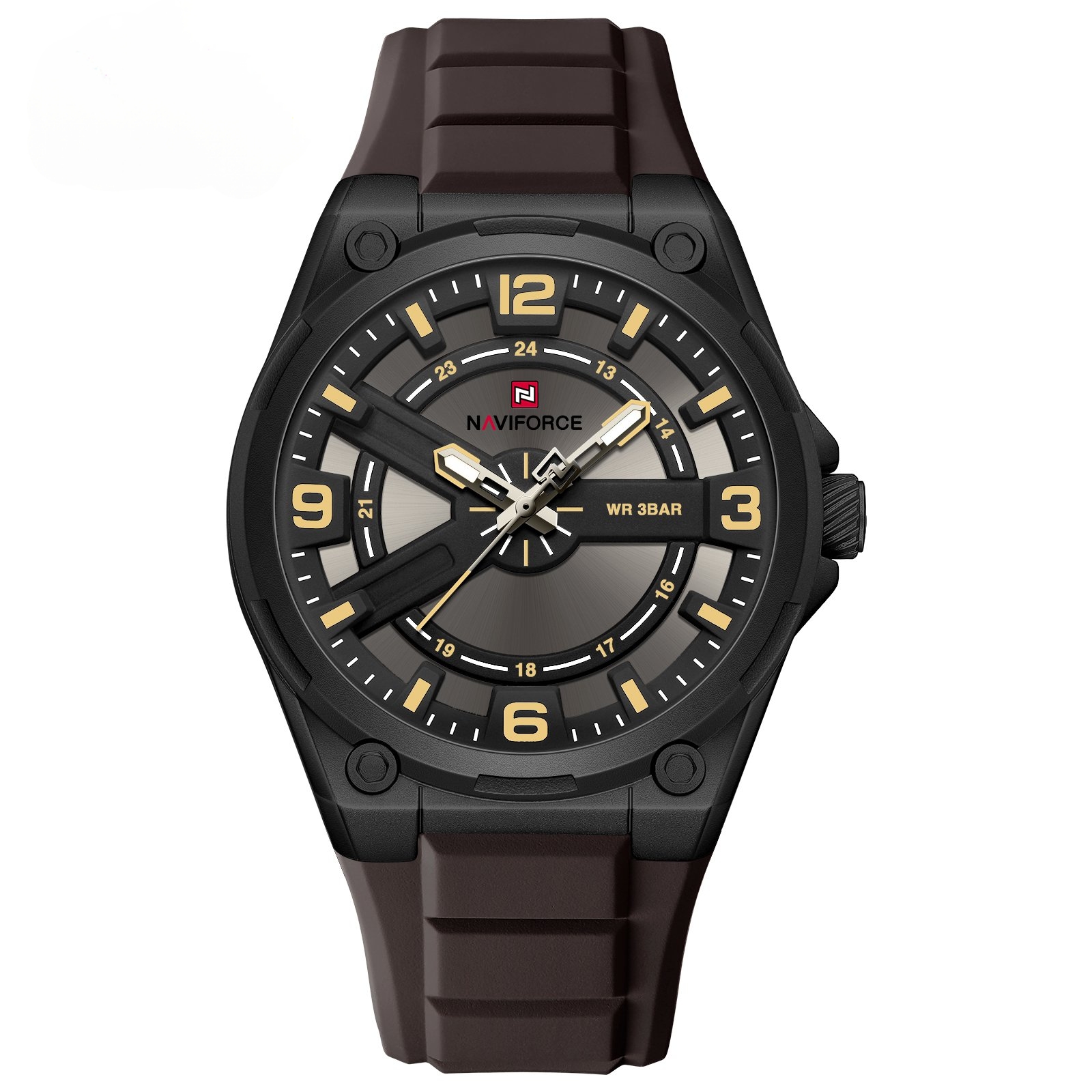 ساعت مچی مردانه نیوی فورس ‌naviforce بند سیلیکونی مدل nf9260 قهوه ای