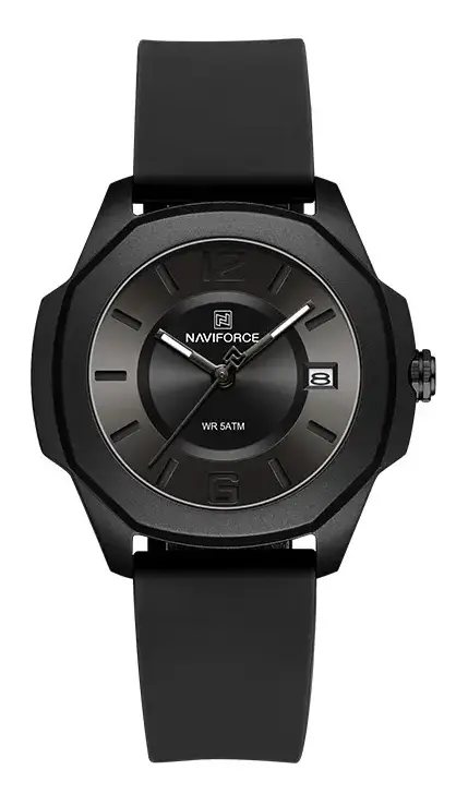ساعت مچی زنانه نیوی فورس naviforce بند سیلیکون مدل nf7107 bb